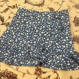 Girls Blue Floral Summer Skirt Size 8Y
